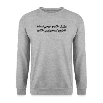 Wandern - Find your path, hike with untamed spirit - Unisex Pullover - Weißgrau meliert - Vorne - Alina (178cm) & Michal (187cm)