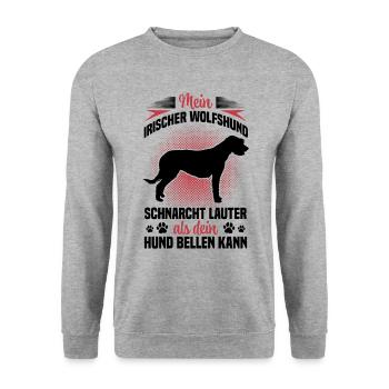 Irish Wolfhound Snores Noisy Greyhound - Unisex Sweatshirt - salt & pepper - Front - Alina (178cm) & Michal (187cm)