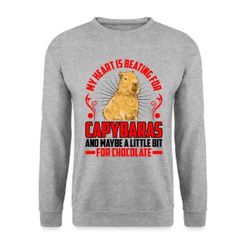 Battements de cœur pour Capybara Capybara d’Amérique du Sud - Sweat-shirt Unisexe - gris chiné - Devant - Alina (178cm) & Michal (187cm)