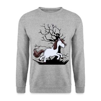 Wild Horse Pony Horses Child Children - Unisex Sweatshirt - salt & pepper - Front - Alina (178cm) & Michal (187cm)