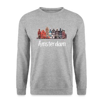 Amsterdam Netherlands Dutch - Unisex Pullover - Weißgrau meliert - Vorne - Alina (178cm) & Michal (187cm)