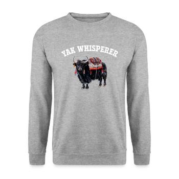 Yak Whisperer Himalayan Tibet - Unisex Pullover - Weißgrau meliert - Vorne - Alina (178cm) & Michal (187cm)