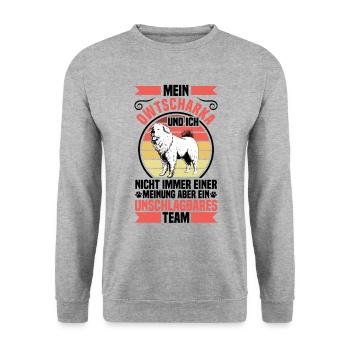 Ovcharka est imbattable Ovcharka caucasienne - Sweat-shirt Unisexe - gris chiné - Devant - Alina (178cm) & Michal (187cm)
