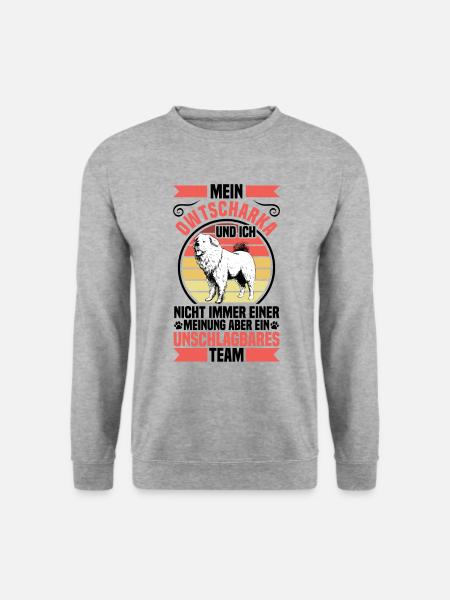 Owtscharka ist unschlagbar Kaukasischer Owtscharka - Unisex Pullover - Weißgrau meliert
