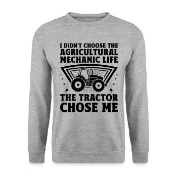 Landwirtschaftsmechaniker Lustige Traktormechaniker Bauernhof - Unisex Pullover - Weißgrau meliert - Vorne - Alina (178cm) & Michal (187cm)