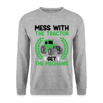 Landwirtschaftsmechaniker Lustige Traktormechaniker Bauernhof - Unisex Pullover - Weißgrau meliert - Vorne - Alina (178cm) & Michal (187cm)