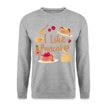 Amoureux des crêpes Les enfants J’aime les crêpes - Sweat-shirt Unisexe - gris chiné - Devant - Alina (178cm) & Michal (187cm)