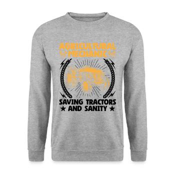 Landwirtschaftsmechaniker Lustige Traktormechaniker Bauernhof - Unisex Pullover - Weißgrau meliert - Vorne - Alina (178cm) & Michal (187cm)