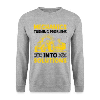 Landwirtschaftsmechaniker Lustige Traktormechaniker Bauernhof - Unisex Pullover - Weißgrau meliert - Vorne - Alina (178cm) & Michal (187cm)