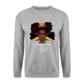 Fille jamaïcaine Drapeau Jamaïque - Sweat-shirt Unisexe - gris chiné - Devant - Alina (178cm) & Michal (187cm)