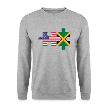jamaican American Jamaica - Unisex Pullover - Weißgrau meliert - Vorne - Alina (178cm) & Michal (187cm)
