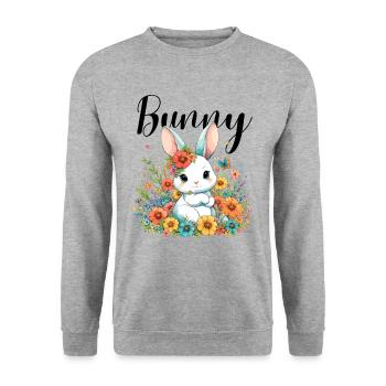 Bunny Bunny Mom Easter Easter Bunny Flowers Cute - Unisex Sweatshirt - salt & pepper - Front - Alina (178cm) & Michal (187cm)