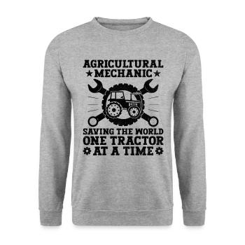Landwirtschaftsmechaniker Lustige Traktormechaniker Bauernhof - Unisex Pullover - Weißgrau meliert - Vorne - Alina (178cm) & Michal (187cm)