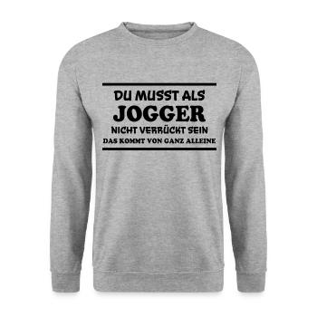 Jogger Spruch Fun Laufen Lustiges Jogging Geschenk - Unisex Pullover - Weißgrau meliert - Vorne - Alina (178cm) & Michal (187cm)