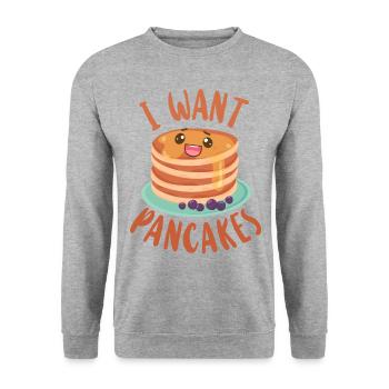 Amoureux des crêpes Les enfants je veux des crêpes - Sweat-shirt Unisexe - gris chiné - Devant - Alina (178cm) & Michal (187cm)