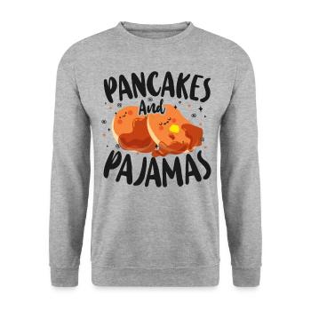 Pancake Lover Kids Pancakes & - Unisex Pullover - Weißgrau meliert - Vorne - Alina (178cm) & Michal (187cm)