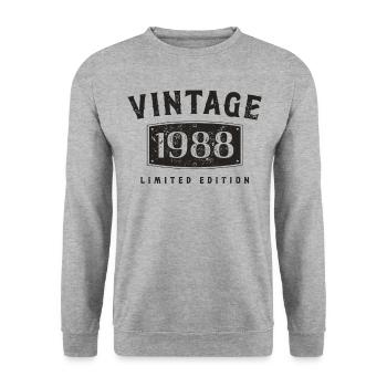 Geburtstag 1988 Limited Edition Vintage 1988 - Unisex Pullover - Weißgrau meliert - Vorne - Alina (178cm) & Michal (187cm)