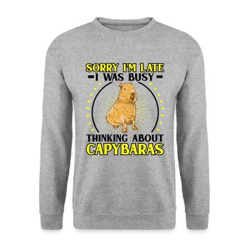 Capybara Trop tard Amérique du Sud Capybara - Sweat-shirt Unisexe - gris chiné - Devant - Alina (178cm) & Michal (187cm)