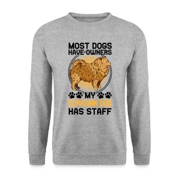 Eurasier a du personnel Spitz d’Eurasie - Sweat-shirt Unisexe - gris chiné - Devant - Alina (178cm) & Michal (187cm)