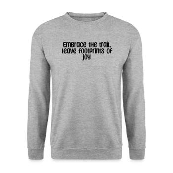 Randonnée - Embrassez le sentier, laissez des empreintes de - Sweat-shirt Unisexe - gris chiné - Devant - Alina (178cm) & Michal (187cm)