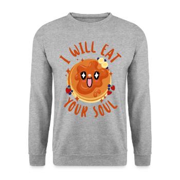 Pancake Lover Kids I Will Eat Your - Unisex Sweatshirt - salt & pepper - Front - Alina (178cm) & Michal (187cm)