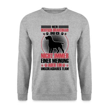 Le poil dur allemand est imbattable - Sweat-shirt Unisexe - gris chiné - Devant - Alina (178cm) & Michal (187cm)