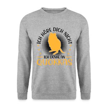 Ich denke an Quokka Beuteltier Quokka - Unisex Pullover - Weißgrau meliert - Vorne - Alina (178cm) & Michal (187cm)