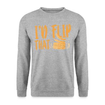 Pancake Lover Kids Pun I'd Flip - Unisex Sweatshirt - salt & pepper - Front - Alina (178cm) & Michal (187cm)