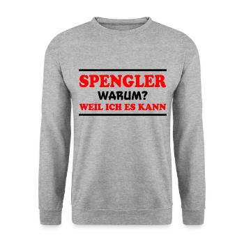 Spengler Spruch Beruf Lustiges Spengler Geschenk - Unisex Pullover - Weißgrau meliert - Vorne - Alina (178cm) & Michal (187cm)