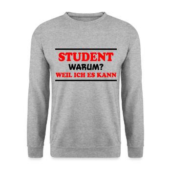 Student Spruch Uni Universität Student Geschenk - Unisex Pullover - Weißgrau meliert - Vorne - Alina (178cm) & Michal (187cm)