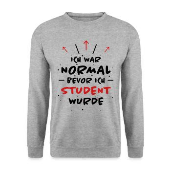 Student Spruch Uni Universität Student Geschenk - Unisex Pullover - Weißgrau meliert - Vorne - Alina (178cm) & Michal (187cm)