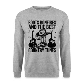 County Music Vintage Music Lover Western Country C - Unisex Pullover - Weißgrau meliert - Vorne - Alina (178cm) & Michal (187cm)