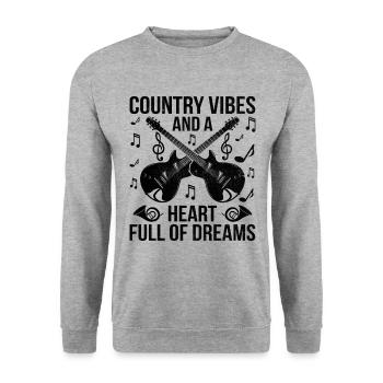 County Music Vintage Music Lover Western Country C - Unisex Pullover - Weißgrau meliert - Vorne - Alina (178cm) & Michal (187cm)