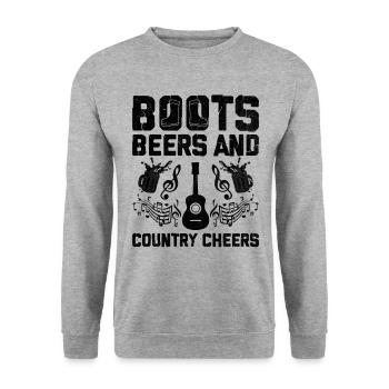 County Music Vintage Music Lover Western Country C - Unisex Pullover - Weißgrau meliert - Vorne - Alina (178cm) & Michal (187cm)