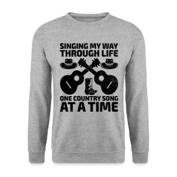 County Music Vintage Music Lover Western Country C - Unisex Pullover - Weißgrau meliert - Vorne - Alina (178cm) & Michal (187cm)