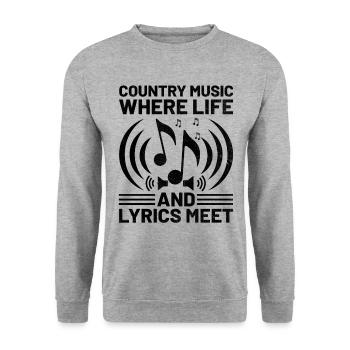 County Music Vintage Music Lover Western Country C - Unisex Pullover - Weißgrau meliert - Vorne - Alina (178cm) & Michal (187cm)