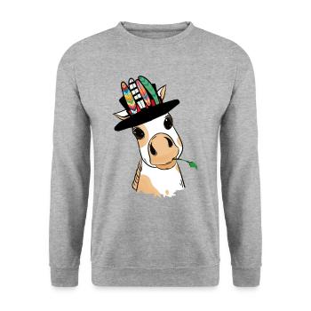 Hippie poney poulain cheval Ross plumes cheval - Sweat-shirt Unisexe - gris chiné - Devant - Alina (178cm) & Michal (187cm)