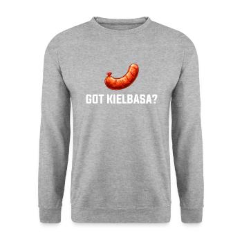 Got Kielbasa, Pologne Cuisine polonaise Kielbasa - Sweat-shirt Unisexe - gris chiné - Devant - Alina (178cm) & Michal (187cm)