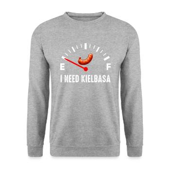 J’ai besoin de kielbasa, pologne polonais nourriture kielbasa - Sweat-shirt Unisexe - gris chiné - Devant - Alina (178cm) & Michal (187cm)