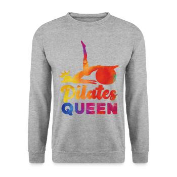 Pilates Instructor Teacher Queen - Unisex Pullover - Weißgrau meliert - Vorne - Alina (178cm) & Michal (187cm)