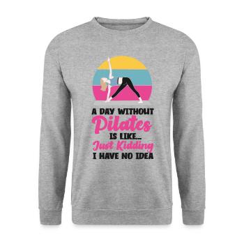 Instructeur de Pilates Professeur Retro A - Sweat-shirt Unisexe - gris chiné - Devant - Alina (178cm) & Michal (187cm)