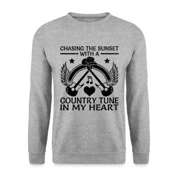 Comté Musique Vintage Amateur de musique Western Country C - Sweat-shirt Unisexe - gris chiné - Devant - Alina (178cm) & Michal (187cm)