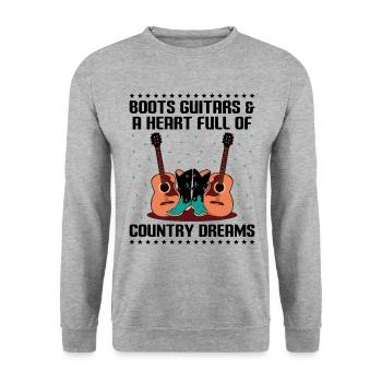 County Music Vintage Music Lover Western Country C - Unisex Pullover - Weißgrau meliert - Vorne - Alina (178cm) & Michal (187cm)