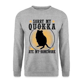 Quokka has eaten homework Quokka - Unisex Sweatshirt - salt & pepper - Front - Alina (178cm) & Michal (187cm)