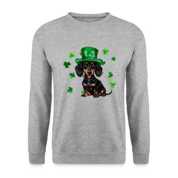Teckel St Patrick’s Day Shamrock - Sweat-shirt Unisexe - gris chiné - Devant - Alina (178cm) & Michal (187cm)