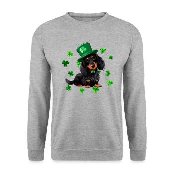 Teckel St Patrick’s Day Shamrock - Sweat-shirt Unisexe - gris chiné - Devant - Alina (178cm) & Michal (187cm)