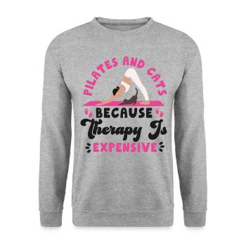 Instructeur de Pilates Enseignant Chat - Sweat-shirt Unisexe - gris chiné - Devant - Alina (178cm) & Michal (187cm)