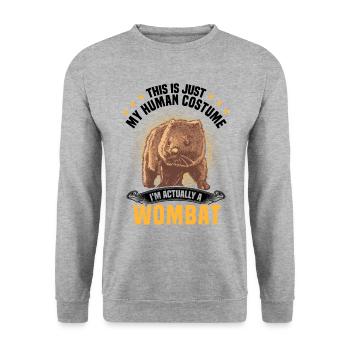 Nur ein Wombat Kostüm Australien Beuteltier - Unisex Pullover - Weißgrau meliert - Vorne - Alina (178cm) & Michal (187cm)