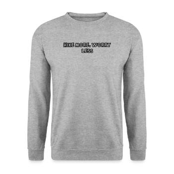 Wandern - Hike more, worry less - Unisex Pullover - Weißgrau meliert - Vorne - Alina (178cm) & Michal (187cm)