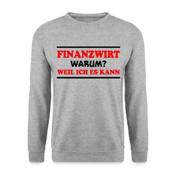 Finanzwirt Spruch Job Lustiges Finanzwirt Geschenk - Unisex Pullover - Weißgrau meliert - Vorne - Alina (178cm) & Michal (187cm)